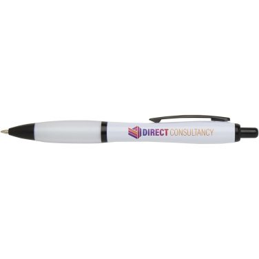 Logotrade promotional gift image of: Nash recycled plastic ballpoint pen with black trims (black ink)